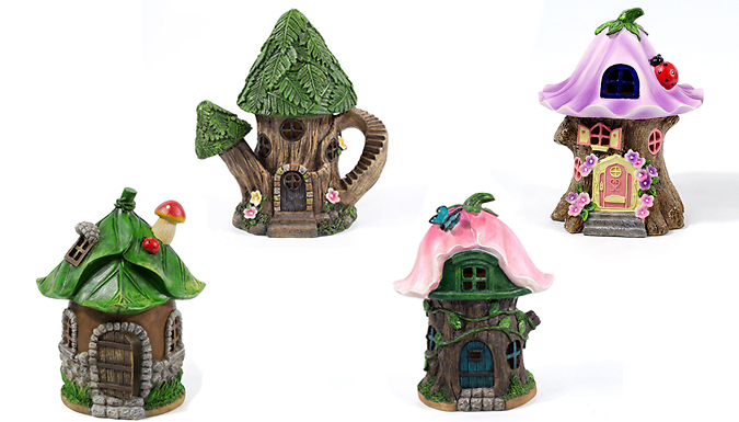 Solar Fairy House Garden Statues - 4 Options