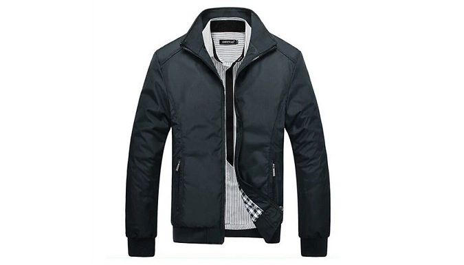 Men's Harrington-Style Standing Collar Jacket - 3 Colours & 4 Sizes