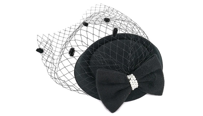 1 or 2 Faux Pearl & Mesh Occasion Hat Clips – 6 Colours Deal Price £7.99