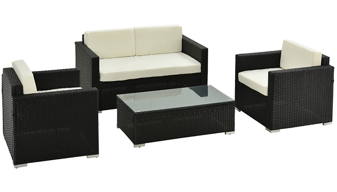 Mhstar Uk Ltd Outsunny 4-piece garden rattan lounge table set
