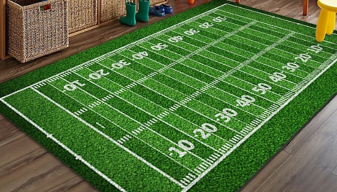 Football Field Play Area Rug - 2 Styles, 3 Sizes