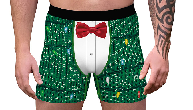 1 or 2 Christmas Funny Printed Boxers - 5 Styles & 4 Sizes at Go Groopie