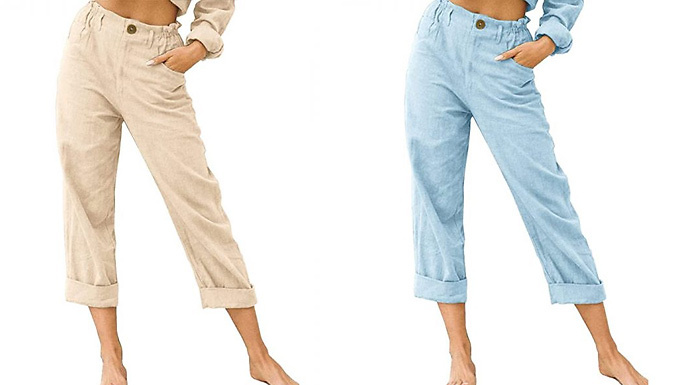 Wide Leg Elasticated Loose Fit Trousers - 9 Colours & 6 Sizes at Go Groopie IE