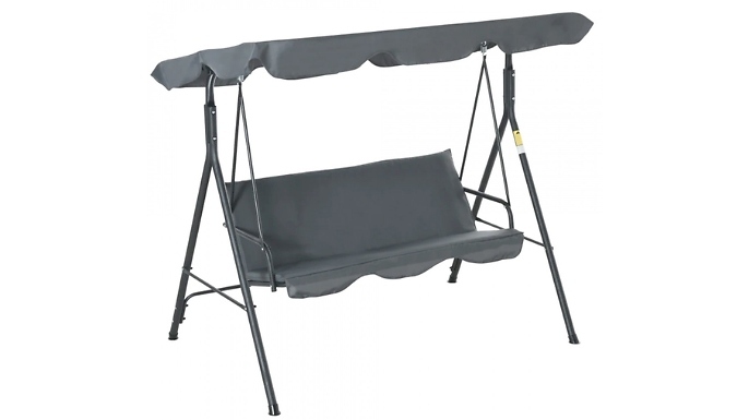 3-Seater Garden Swing Chair with Canopy - 2 Colours!