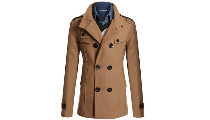 Men's Double-Breasted Woollen Coat - 4 Colours & 5 Sizes