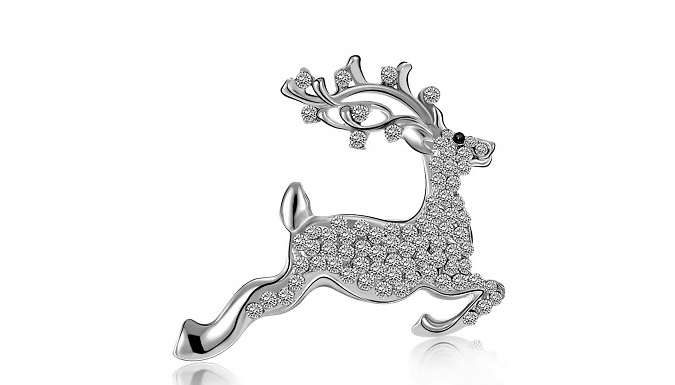 Swarovski Crystal Reindeer Brooch & Earrings