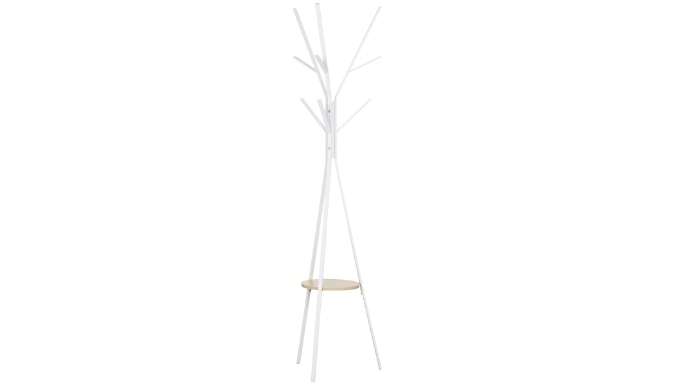 HOMCOM Freestanding Metal Coat Rack - with 9 Hooks & Shelf!