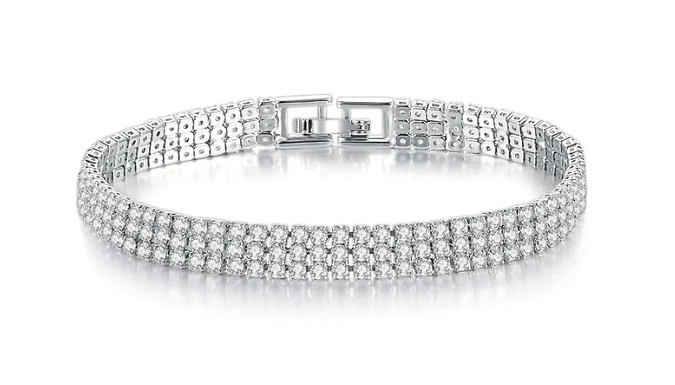 1, 2 or 3-Pack of Three-Row Pave Bracelets - 3 Colours