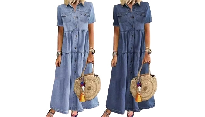 Summer Denim Style Maxi Dress - 2 Colours & 6 Sizes!