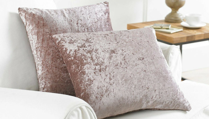 Pair of Crushed Velvet Cushion Covers - 2 Sizes & 5 Colours