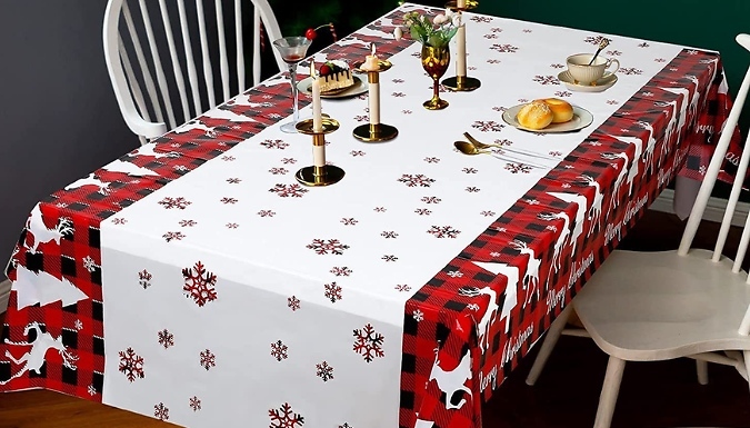 Disposable Christmas Reindeer Theme Table Cloth