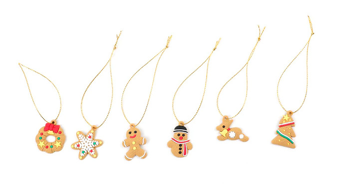 6-Pack Gingerbread Christmas Tree Decorations