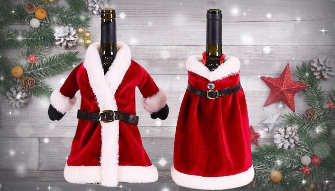 2-Pack of Christmas Wine Bottle Covers from Go Groopie