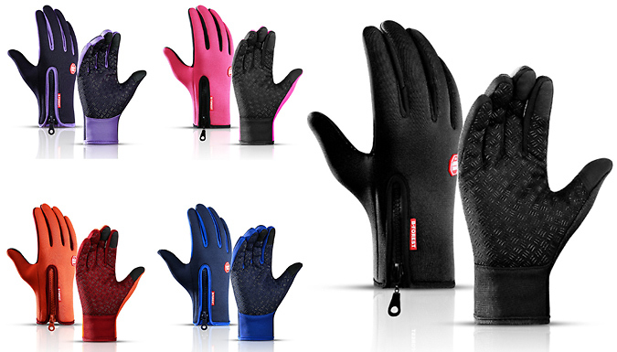 Touchscreen Waterproof Non-Slip Thermal Gloves - 6 Colours & 4 Sizes from Go Groopie IE