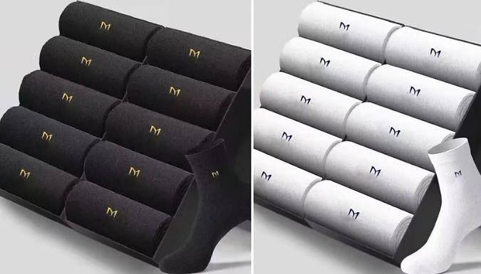 5 or 10 Pairs of Men's Mid-Cut High-Quality Cotton Socks - 5 Colours!