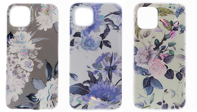 iPhone Compatible Metallic Floral Case - 3 Colours & 4 Models