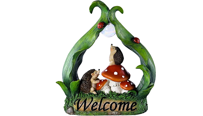 Solar Garden Light-Up Hedgehog Mushroom Statue