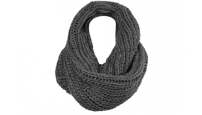 Women's Crochet Knit Grey Circle Scarf