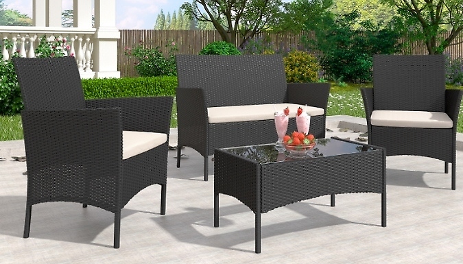 4 Piece Outdoor Rattan Garden Furniture Set - 3 Colours