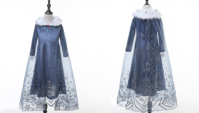 Snow Princess Dress With Cape - 5 Sizes