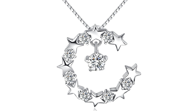 Sterling Silver Moon and Star Pendant Necklace