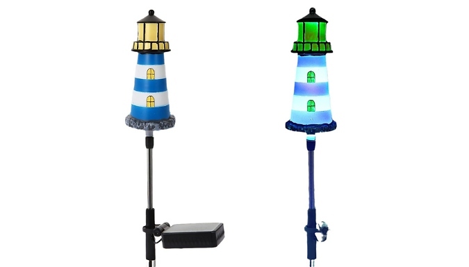 Lighthouse Solar-Powered Garden Lights - 1, 2 or 4 Lights!