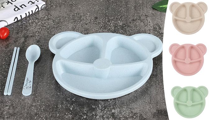Justgiftdirect 4-Piece Baby Teddy Tableware Set - 4 Colours