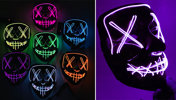 1 or 2 LED Stitched Masks - 8 Colours