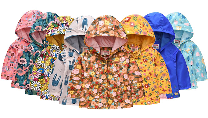 Girls Patterned Rain Coat – 8 Styles & 4 Sizes
