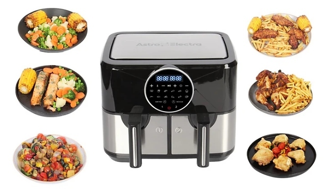 Astro Electra Large 9L Dual Basket Air Fryer - 10 or 12 Presets!