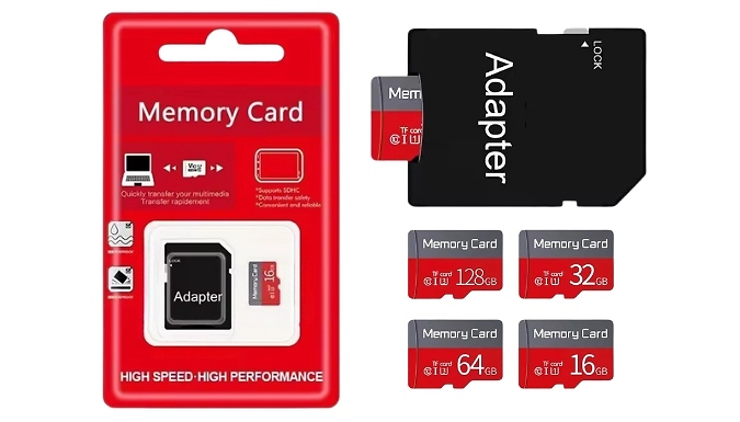 Mini SD Memory Card with Adapter - 8 Sizes