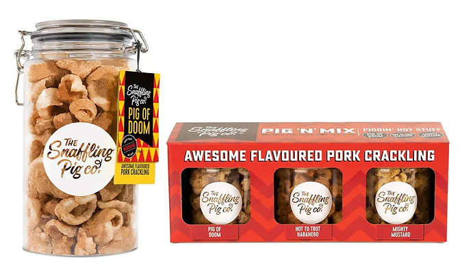 545g Snaffling Pig Company Flavoured Pork Crackling Gift Set - 9 Flavours