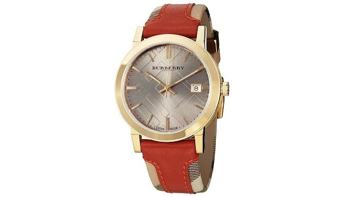 Men's Burberry The City Check Gold Brown Watch