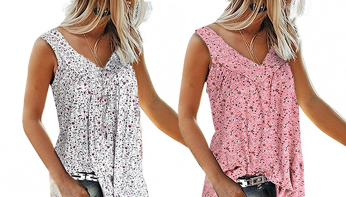 V-Neck Summer Floral Vest - 5 Colours & 4 Sizes