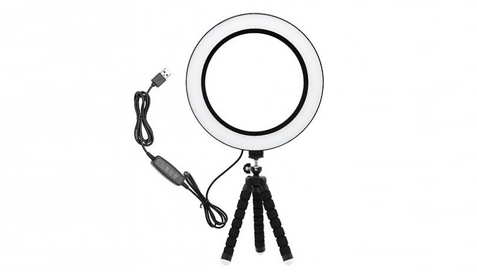 Dimmable LED Selfie Ring Light Tripod – 3 Colours Deal Price £15.99