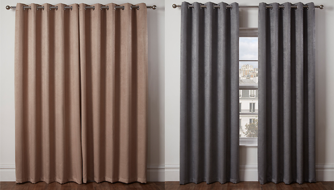 Pair of Eyelet Thermal Blackout-Lined Curtains - 4 Sizes & 5 Colours