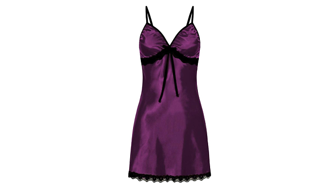 Women's Satin Lace Sling Nighties - 5 Colours & 3 Sizes at Go Groopie