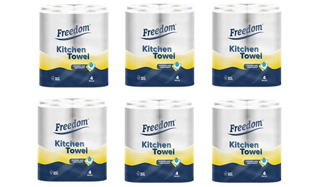 24 Rolls Freedom Super Absorbent Kitchen Roll Towel