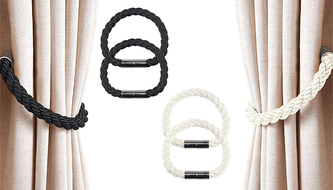 2 Pack of Magnetic Rope Curtain Tiebacks - 9 Colours