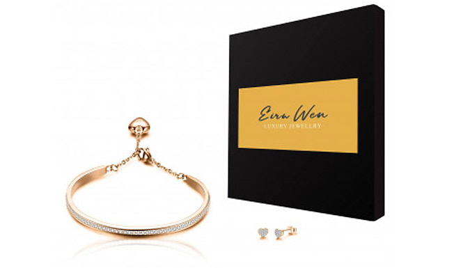 Eira Wen Swarovski Crystal Encrusted Bangle & Earrings - 2 Colours