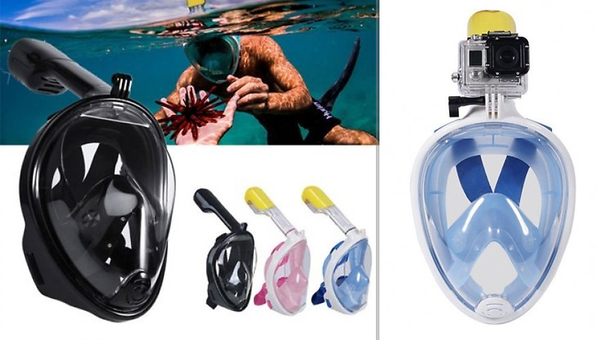 Snorkel Mask with GoPro Compatible Mount & Optional 1080p Camera - 4 Colours