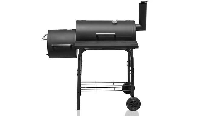 Alivio Large Oil Drum Charcoal BBQ Grill with Offset Smoker