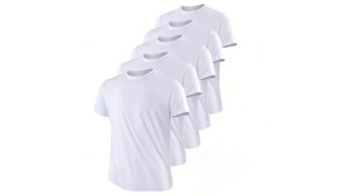 5-Pack of Breathable Sweat-Absorbing Training T-Shirts - 3 Colours, 7 Sizes