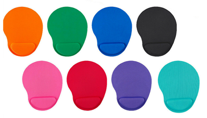 1 or 2 Gel Wrist Support Mouse Pads - 8 Colours
