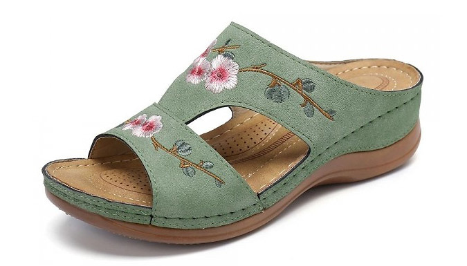 Embroidered Flower Summer Sandals - 6 Colours & 6 Sizes