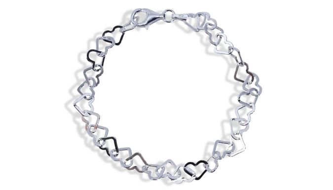 Sterling Silver Interlinking Hearts Bracelet