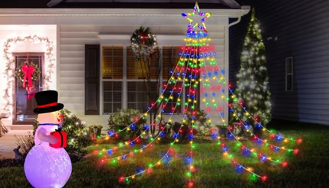 LED Waterfall Solar Christmas Tree Lights - 3 Colours