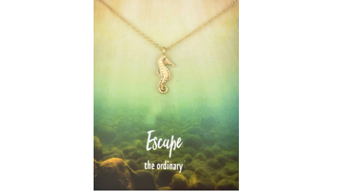 Seahorse Necklace With 'Escape the Ordinary' Quote Card - 2 Colours