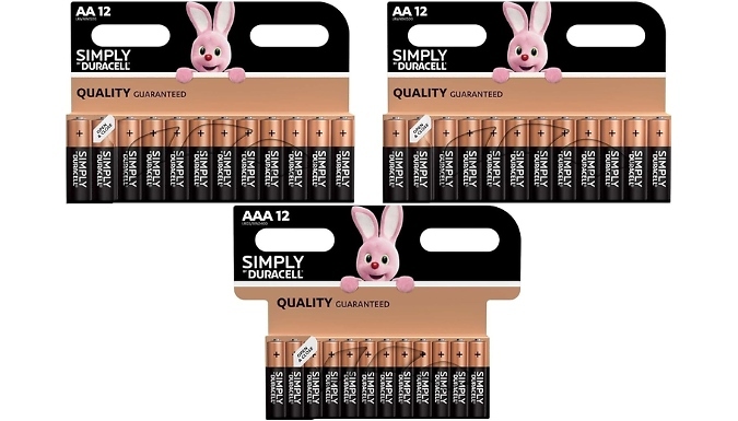 Pack of 36 Duracell Simply Long Life Batteries - 24 AA & 12 AAA