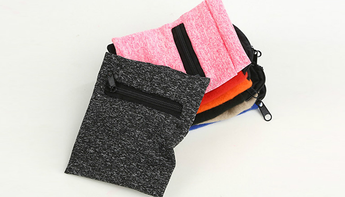 1, 2 or 4 Unisex Wristband Zipper Pouches - 5 Colours